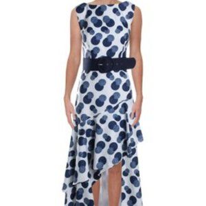 NWT Kay Unger blue polka dot dress,4